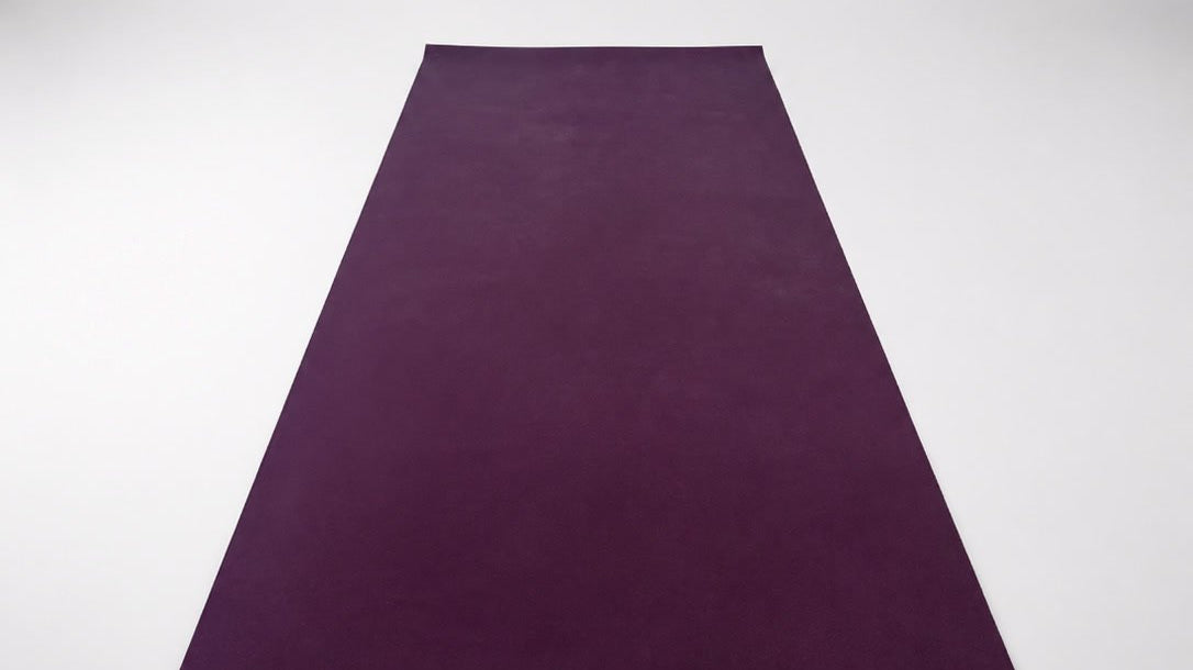 Eco Daily natural rubber yoga mat unrolled, full view of the oléyoga × System Action edition